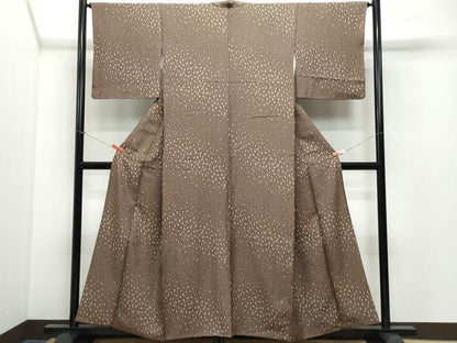 平和屋着物●上質な小紋 紬地 矢羽根文様 正絹 逸品 CAAV6775vf