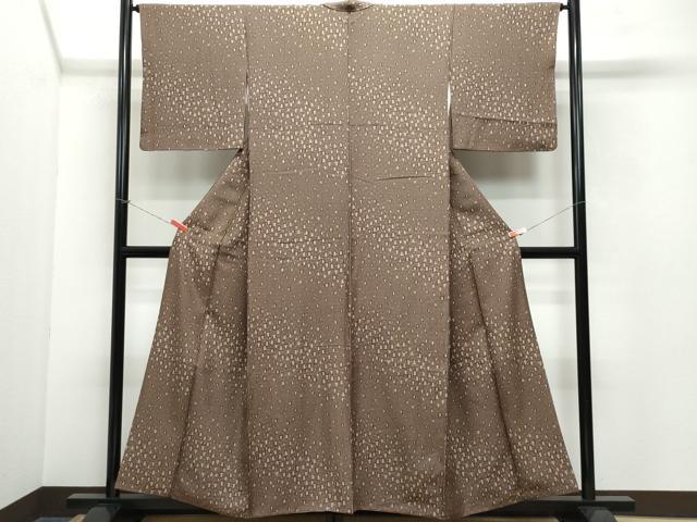 平和屋着物●上質な小紋 紬地 矢羽根文様 正絹 逸品 CAAV6775vf