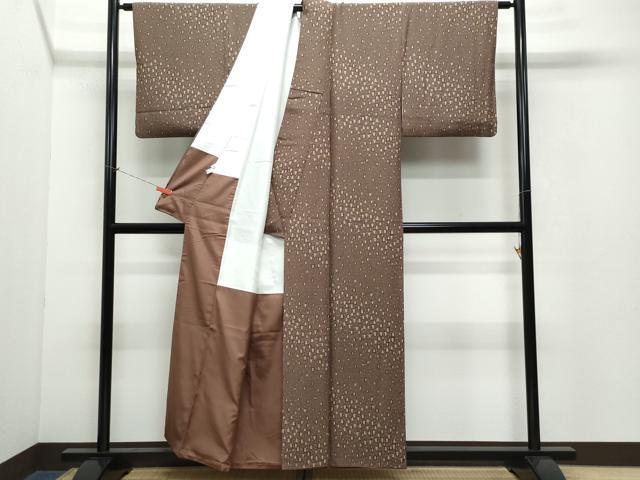 平和屋着物●上質な小紋 紬地 矢羽根文様 正絹 逸品 CAAV6775vf