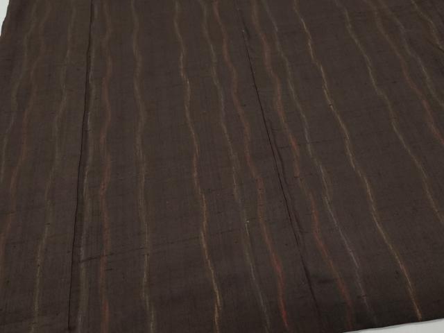 平和屋着物●生紬　変わり縞　正絹　逸品　CAAV6784vf
