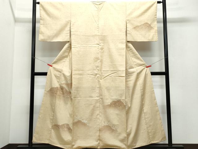 平和屋着物●訪問着 紬地 枝葉文 金銀彩 三越扱い 正絹 逸品 CAAV6795vf