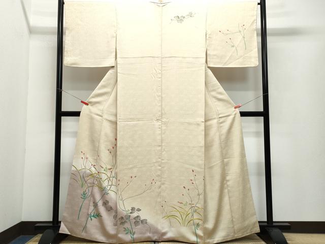 平和屋着物●訪問着 刺繍 枝葉文 暈し染め 金彩 正絹 逸品 CAAV6797vf