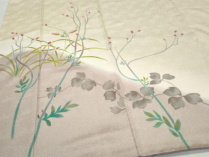 平和屋着物●訪問着 刺繍 枝葉文 暈し染め 金彩 正絹 逸品 CAAV6797vf