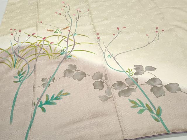 平和屋着物●訪問着 刺繍 枝葉文 暈し染め 金彩 正絹 逸品 CAAV6797vf