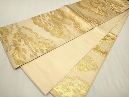平和屋着物●西陣 川島織物 六通柄 本袋帯 雲取り文 金糸 正絹 逸品 CAAV6801hy