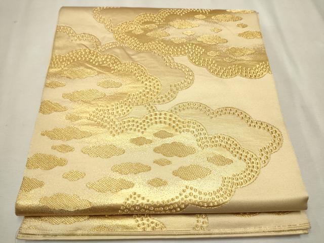 平和屋着物●西陣 川島織物 六通柄 本袋帯 雲取り文 金糸 正絹 逸品 CAAV6801hy