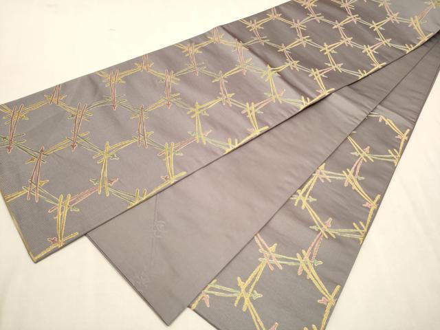 平和屋着物●両面 六通柄袋帯 こぼれ松葉文 金糸 正絹 逸品 CAAV6811hy