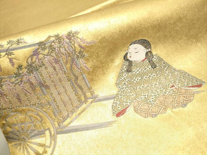 平和屋着物●西陣 長嶋成織物 ながしま帯 加賀友禅の巨匠 初代 由水十久 太鼓柄袋帯 葵まつり 瀞金錦 本金箔 正絹 逸品 CAAV6833hy