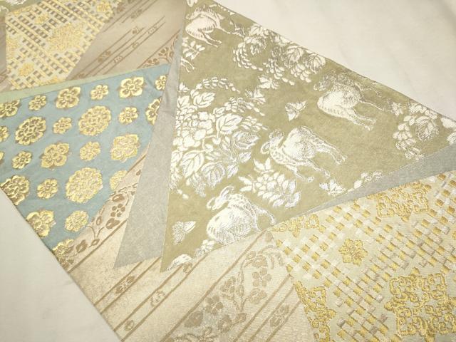 平和屋着物●西陣　川島織物　六通柄　本袋帯　鹿　切嵌草花文　金銀糸　正絹　逸品　CAAV6834hy