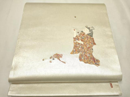 平和屋着物●西陣 長嶋成織物 ながしま帯 加賀友禅の巨匠 初代 由水十久 太鼓柄袋帯 手玉 瀞金錦 正絹 逸品 CAAV6835hy