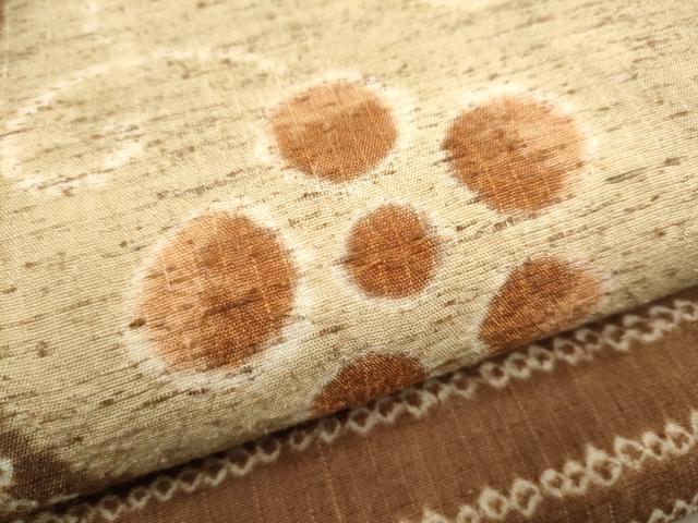 平和屋着物○太鼓柄袋帯 絞り 紬地 花唐草文 やまと誂製 