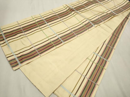 平和屋着物●六通柄 本袋帯 格子柄 正絹 逸品 CAAV6840hy
