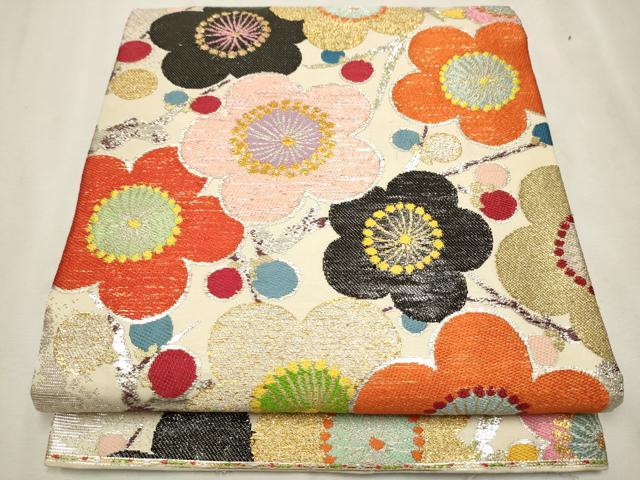 平和屋着物●龍村平蔵製　九寸開き名古屋帯　乾山陶花文　金銀糸　正絹　逸品　CAAV6843hy