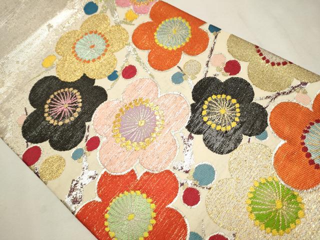 平和屋着物●龍村平蔵製　九寸開き名古屋帯　乾山陶花文　金銀糸　正絹　逸品　CAAV6843hy
