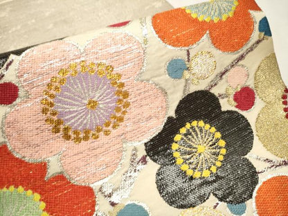 平和屋着物●龍村平蔵製　九寸開き名古屋帯　乾山陶花文　金銀糸　正絹　逸品　CAAV6843hy