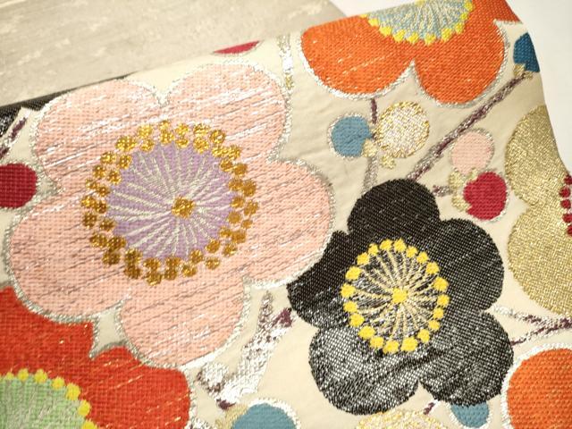平和屋着物●龍村平蔵製　九寸開き名古屋帯　乾山陶花文　金銀糸　正絹　逸品　CAAV6843hy