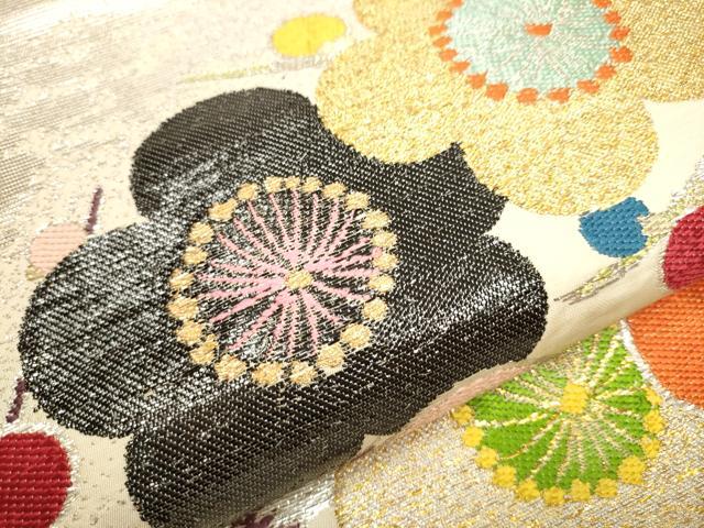 平和屋着物●龍村平蔵製　九寸開き名古屋帯　乾山陶花文　金銀糸　正絹　逸品　CAAV6843hy
