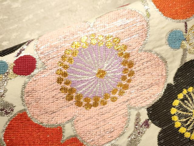 平和屋着物●龍村平蔵製　九寸開き名古屋帯　乾山陶花文　金銀糸　正絹　逸品　CAAV6843hy
