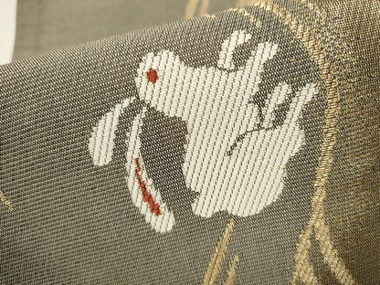 平和屋着物●両面　半幅帯　跳兎　金糸　やまと誂製　正絹　逸品　CAAV6945hy