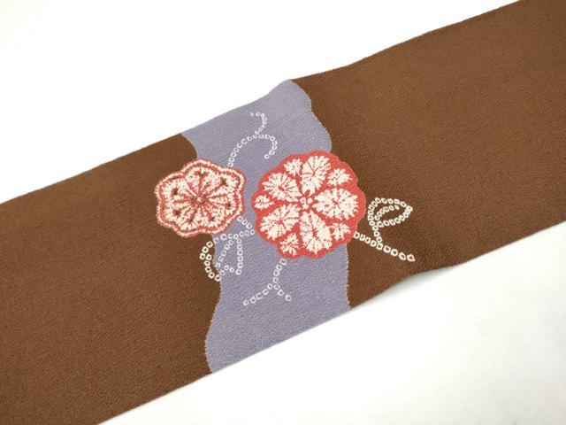 平和屋着物●九寸名古屋帯 花唐草文 鬼しぼ縮緬 正絹 逸品 CAAV7003hy