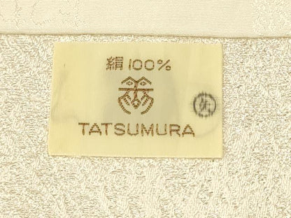 平和屋着物●龍村美術織物　たつむら　九寸開き名古屋帯　菊もみ　銀糸　正絹　逸品　CAAV7012hy