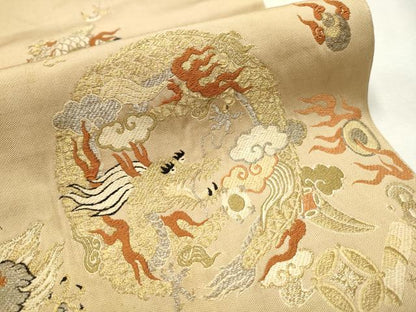 平和屋着物●アンティーク　大正ロマン　六通柄　本袋帯　五爪龍　正絹　逸品　CAAV7069hy