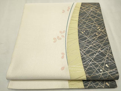 平和屋着物●六通柄袋帯　舞花びら　金銀糸　正絹　逸品　CAAV7080hy