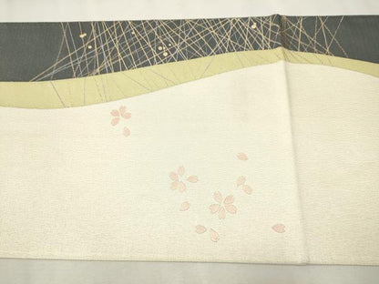 平和屋着物●六通柄袋帯　舞花びら　金銀糸　正絹　逸品　CAAV7080hy