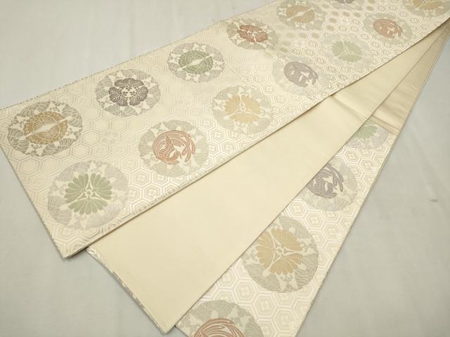 平和屋着物●六通柄袋帯　唐織　鳳凰花丸文　正絹　逸品　CAAV7081hy