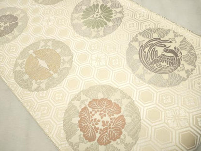 平和屋着物●六通柄袋帯　唐織　鳳凰花丸文　正絹　逸品　CAAV7081hy