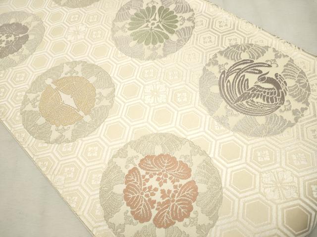 平和屋着物●六通柄袋帯　唐織　鳳凰花丸文　正絹　逸品　CAAV7081hy
