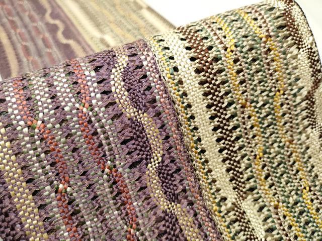 平和屋着物●両面　半幅帯　唐織　兎　菊文　りぼん織　銀糸　正絹　逸品　CAAV7091hy