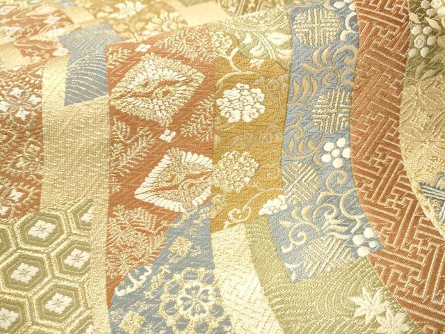 平和屋着物●六通柄袋帯 唐織 短冊花鳥文 金糸 正絹 逸品 CAAV7110hy