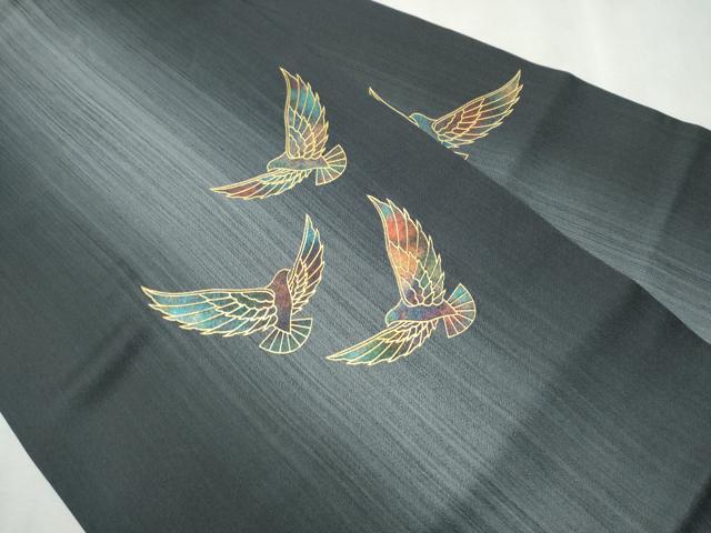 平和屋着物●染色作家　斉藤三才　九寸名古屋帯　三才鳥　金彩　正絹　逸品　CAAV7142hy