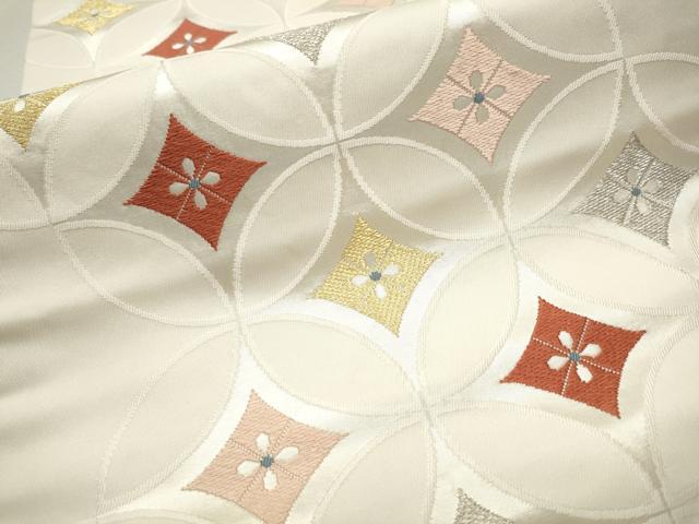 平和屋着物●九寸名古屋帯 唐織 七宝花文 金銀糸 三越扱い 正絹 逸品 CAAV7146hy