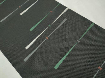 平和屋着物●本場筑前博多織　八寸名古屋帯　吉祥文　黒地　正絹　逸品　CAAV7148hy