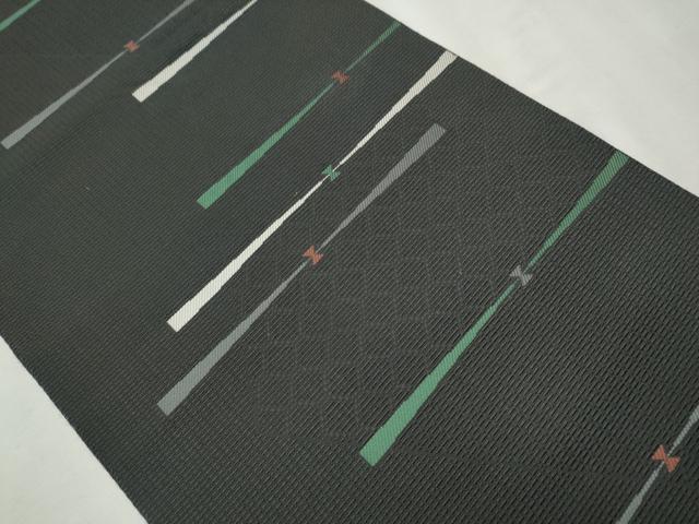 平和屋着物●本場筑前博多織　八寸名古屋帯　吉祥文　黒地　正絹　逸品　CAAV7148hy