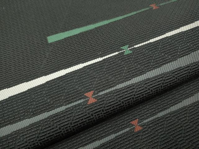 平和屋着物●本場筑前博多織　八寸名古屋帯　吉祥文　黒地　正絹　逸品　CAAV7148hy