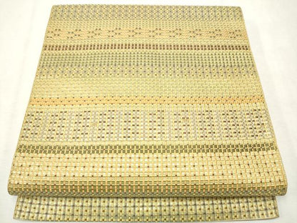平和屋着物●本場筑前博多織　八寸名古屋帯　格子柄　正絹　逸品　CAAV7149hy