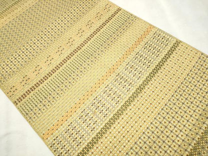 平和屋着物●本場筑前博多織　八寸名古屋帯　格子柄　正絹　逸品　CAAV7149hy