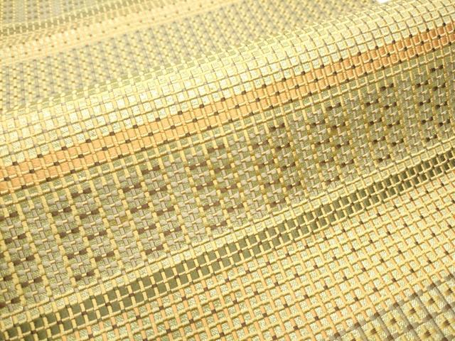 平和屋着物●本場筑前博多織　八寸名古屋帯　格子柄　正絹　逸品　CAAV7149hy