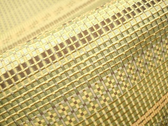 平和屋着物●本場筑前博多織　八寸名古屋帯　格子柄　正絹　逸品　CAAV7149hy