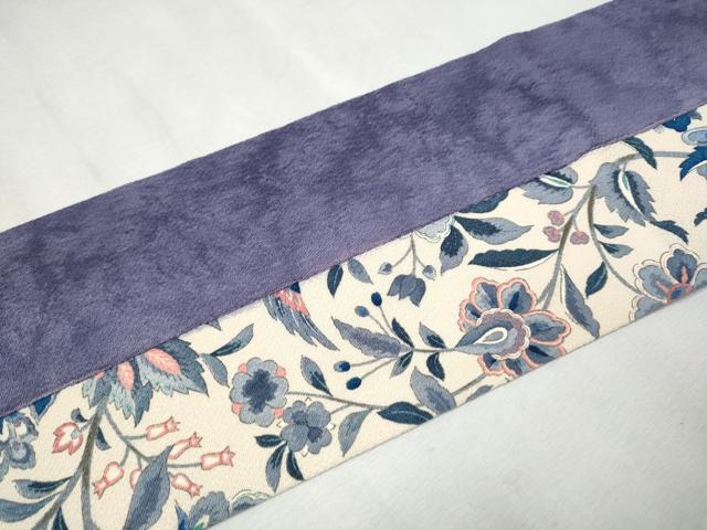平和屋着物●全通柄　九寸名古屋帯　更紗花鳥文　鬼しぼ縮緬　正絹　逸品　CAAV7156hy