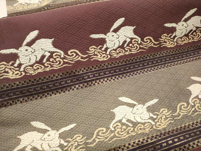 平和屋着物●九寸名古屋帯　唐織　跳兎　金糸　正絹　逸品　CAAV7167hy