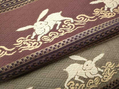 平和屋着物●九寸名古屋帯　唐織　跳兎　金糸　正絹　逸品　CAAV7167hy
