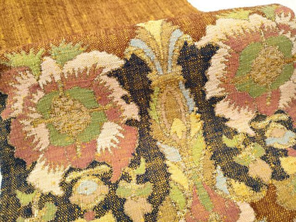 平和屋着物●八寸名古屋帯　ぜんまい紬　更紗花文　金糸　証紙付き　正絹　逸品　CAAV7169hy