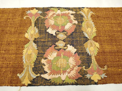 平和屋着物●八寸名古屋帯　ぜんまい紬　更紗花文　金糸　証紙付き　正絹　逸品　CAAV7169hy
