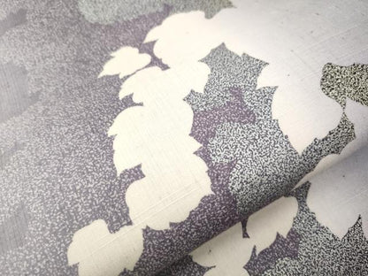 平和屋着物●全通柄　九寸名古屋帯　紬地　舞葉シルエット　銀彩　正絹　逸品　CAAV7177hy