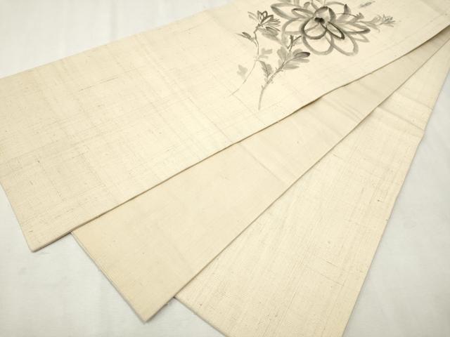 平和屋着物●太鼓柄　京袋帯　生紬　枝花文　正絹　逸品　CAAV7187hy