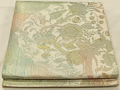 平和屋着物◎六通柄袋帯　更紗花文　金銀糸　正絹　逸品　CAAV7206qv